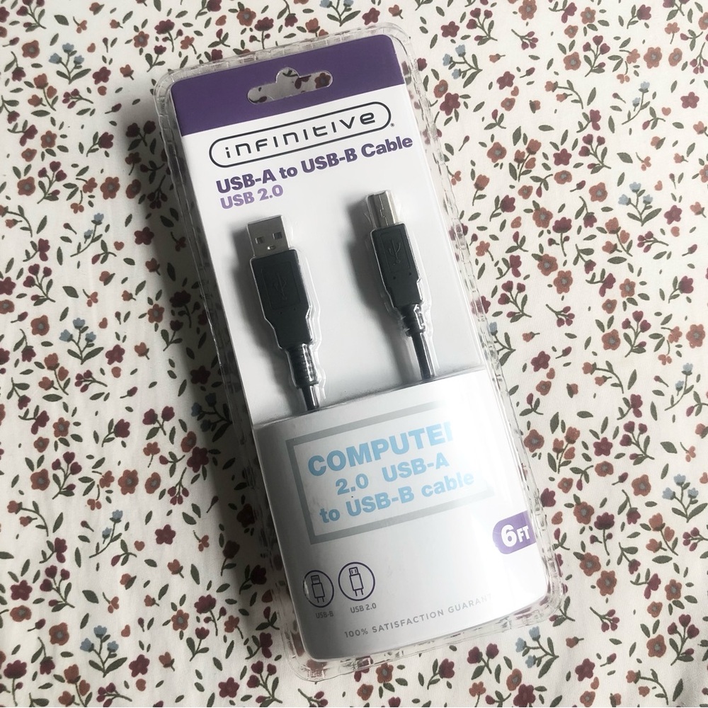 NWT - Infinitive USB-A to USB-B Cable USB 2.0 6ft